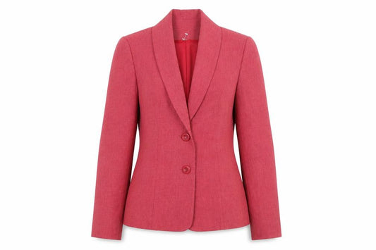 Front view of EWM women’s pink jacket blazer, size UK 10, button