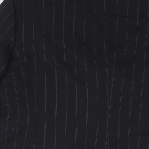 Marks and Spencer Womens Black Pinstripe Polyester Jacket Suit Jacket Size 16 - Stitch Detail