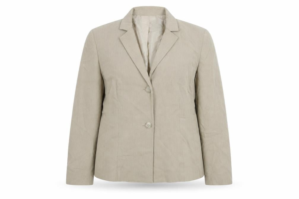 Front view of Marks & Spencer women’s beige jacket blazer, size UK 16, button