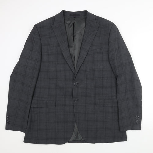Marks and Spencer Mens Grey Check Wool Jacket Suit Jacket Size 44 Regular