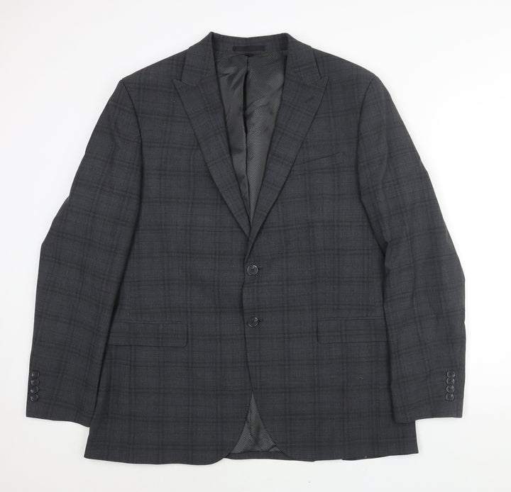 Marks and Spencer Mens Grey Check Wool Jacket Suit Jacket Size 44 Regular