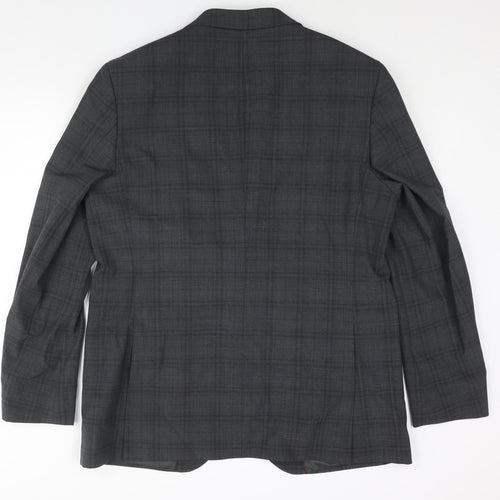 Marks and Spencer Mens Grey Check Wool Jacket Suit Jacket Size 44 Regular