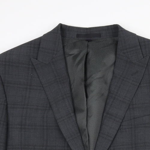 Marks and Spencer Mens Grey Check Wool Jacket Suit Jacket Size 44 Regular