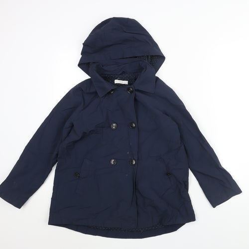 Mango Girls Blue Trench Coat Coat Size 10 Years Button - Hooded
