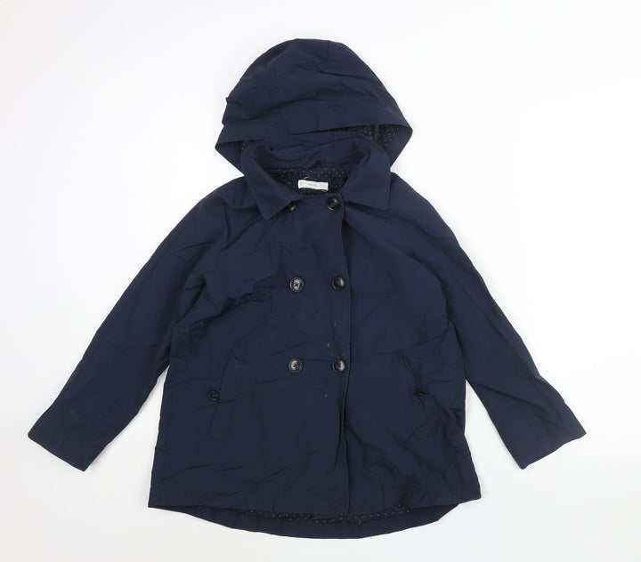 Mango Girls Blue Trench Coat Coat Size 10 Years Button - Hooded