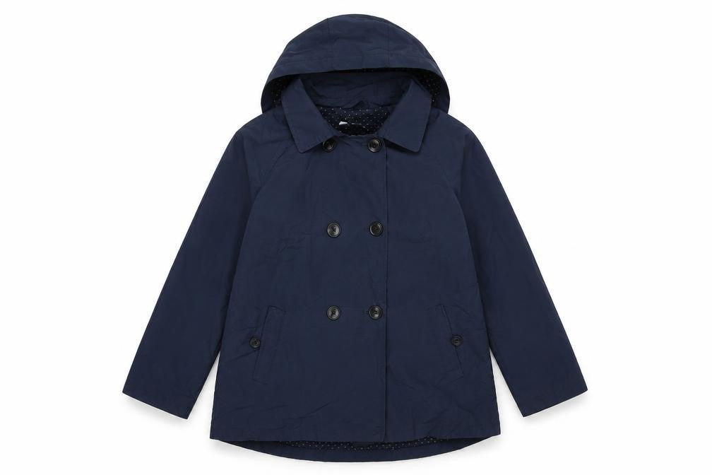 Mango Girls Blue Trench Coat Coat Size 10 Years Button - Hooded