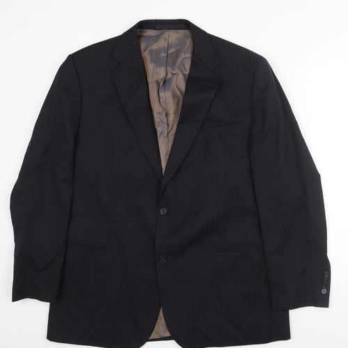 marks and Mens Black Striped Wool Jacket Suit Jacket Size 44 Regular