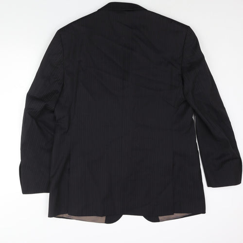 marks and Mens Black Striped Wool Jacket Suit Jacket Size 44 Regular