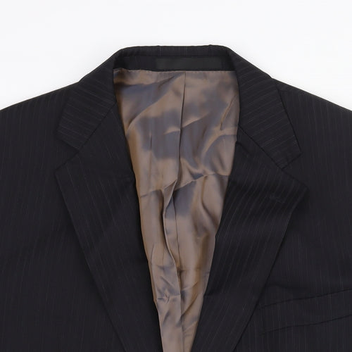 marks and Mens Black Striped Wool Jacket Suit Jacket Size 44 Regular