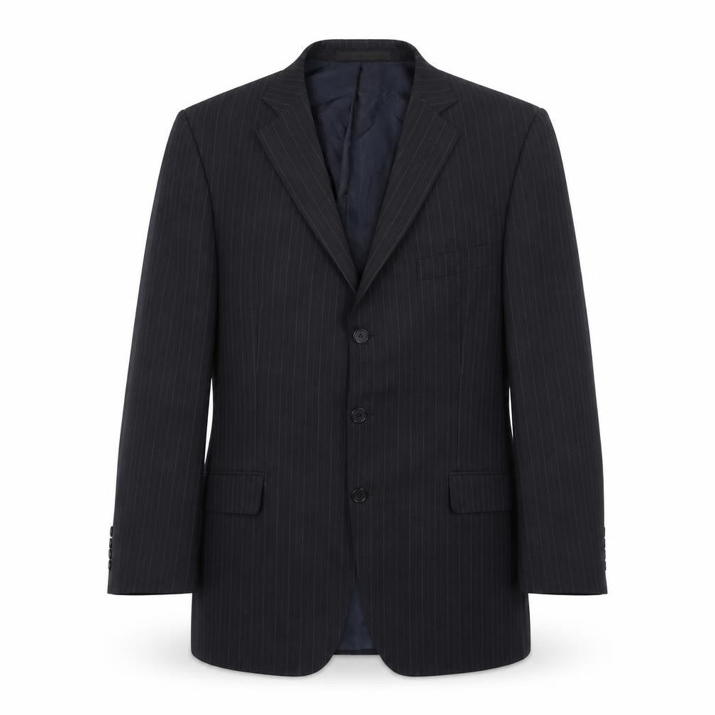 Marks & Spencer Mens Blue Striped Polyester Jacket Suit Jacket Size 42 Regular