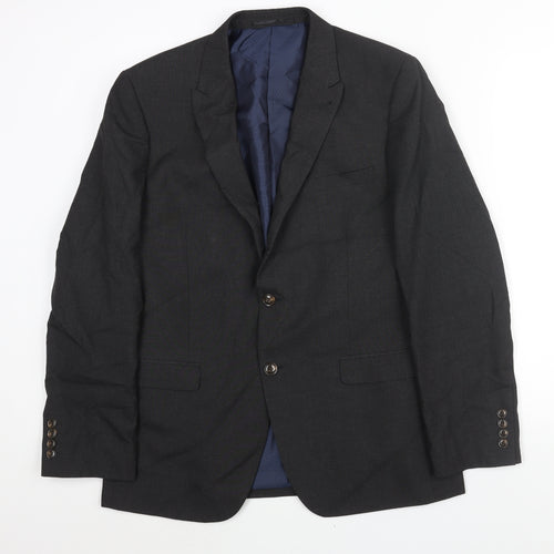 Fellini Mens Black Polyester Jacket Suit Jacket Size 40 Regular