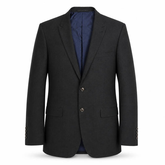 Front view of Fellini men’s black polyester jacket suit jacket, size 40, regular