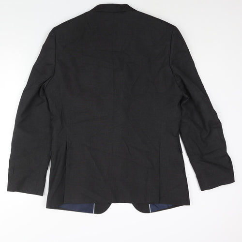 Fellini Mens Black Polyester Jacket Suit Jacket Size 40 Regular