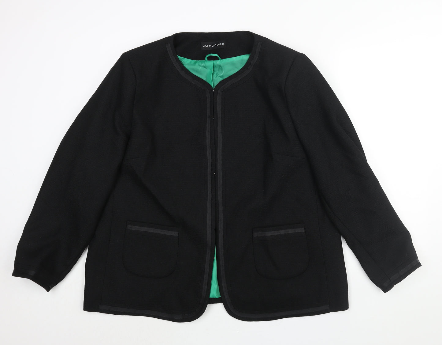 Wardrobe Womens Black Jacket Size 22 Hook & Eye - Textured