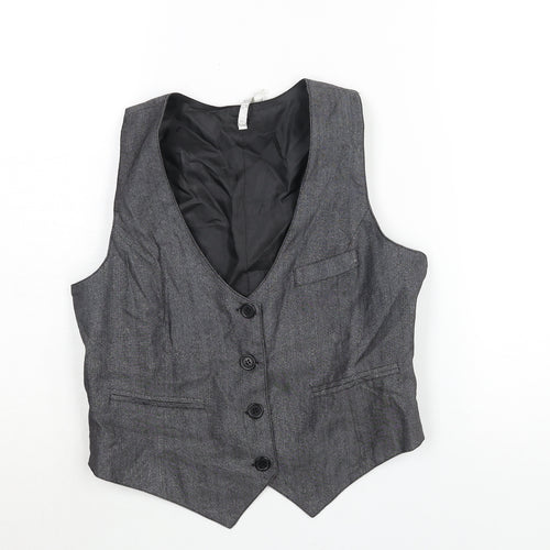 Miss Posh Womens Grey Jacket Waistcoat Size M Button