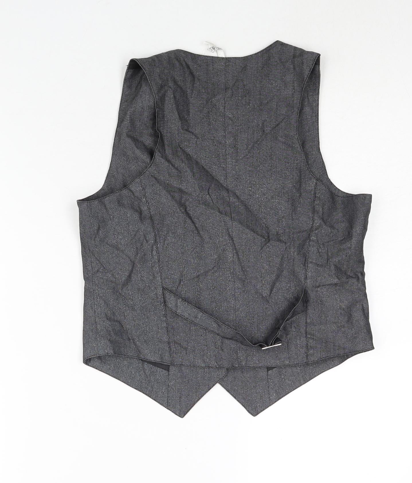 Miss Posh Womens Grey Jacket Waistcoat Size M Button