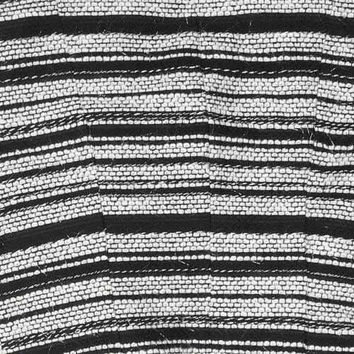 M&Co Womens Black Striped Jacket Size 14 Zip - Tassle Detail