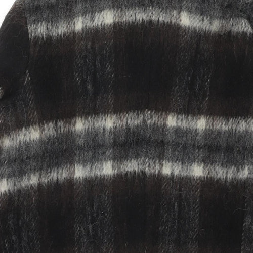 NEXT Womens Brown Check Overcoat Coat Size 6 Snap