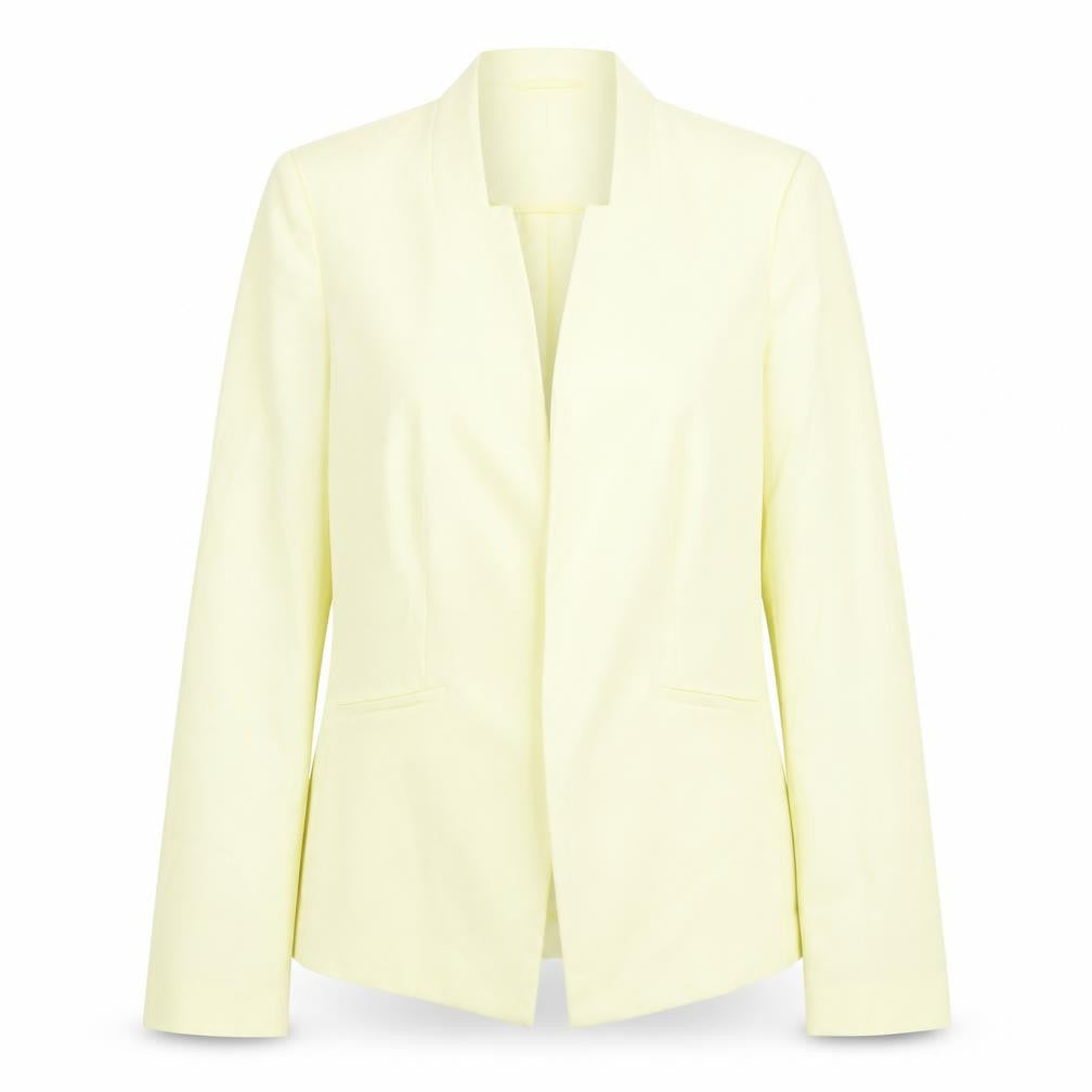 Front view of Marks & Spencer women’s yellow jacket blazer, size UK 14