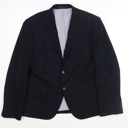B&W Mens Blue Polyester Jacket Suit Jacket Size L Regular