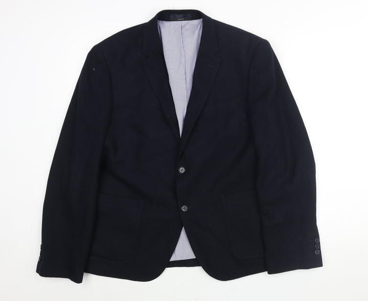 B&W Mens Blue Polyester Jacket Suit Jacket Size L Regular