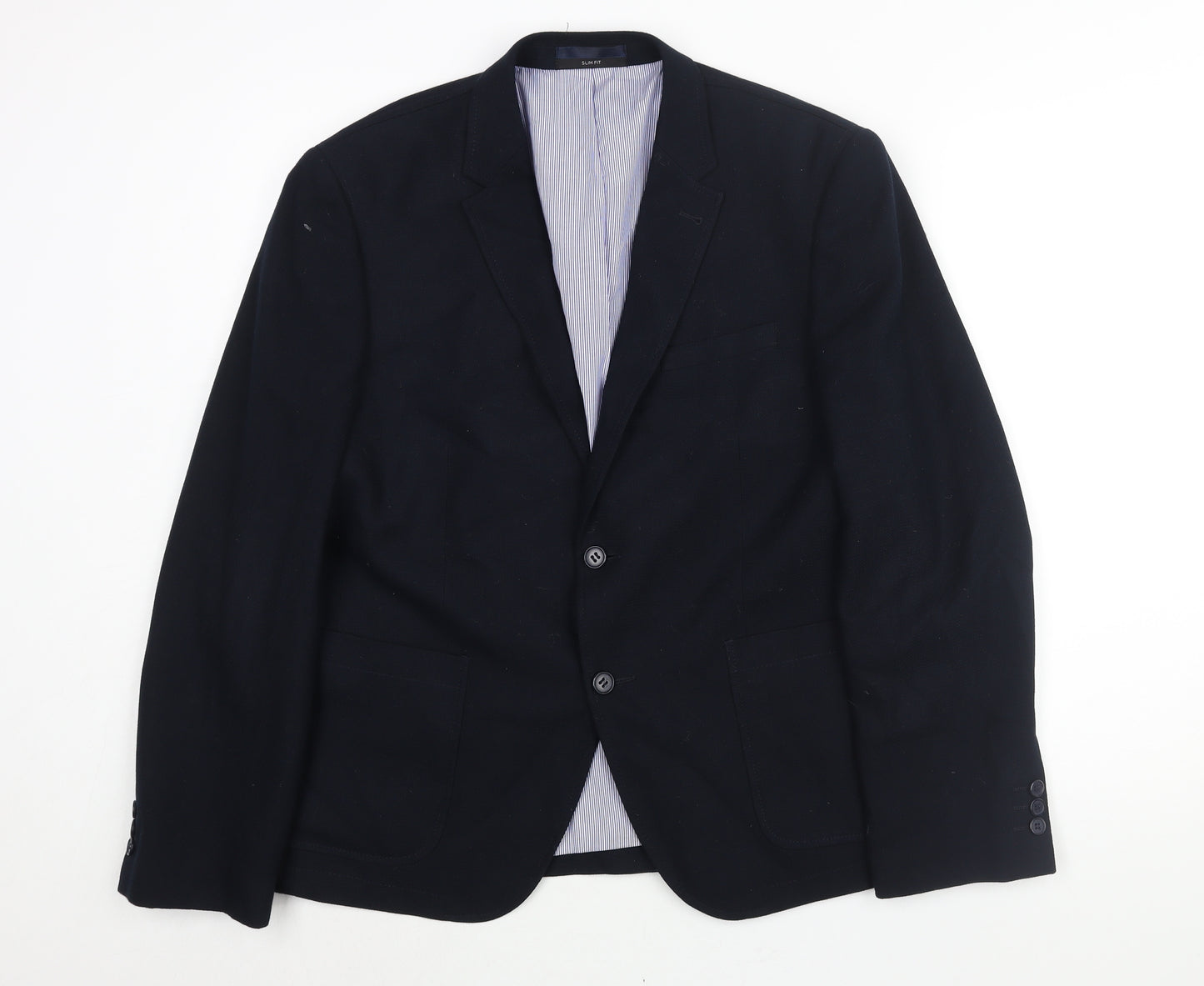 B&W Mens Blue Polyester Jacket Suit Jacket Size L Regular