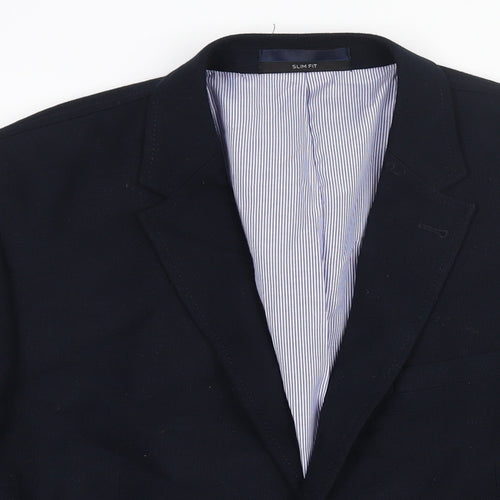 B&W Mens Blue Polyester Jacket Suit Jacket Size L Regular