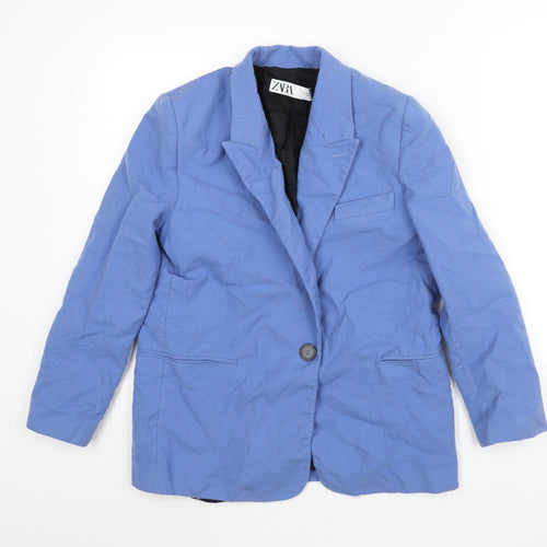 Zara Womens Blue Jacket Blazer Size S Button