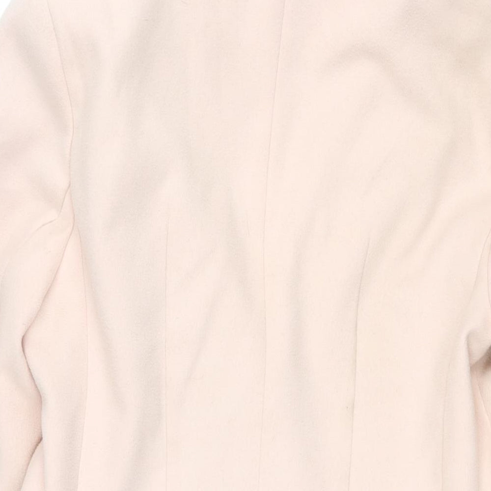 Topshop Womens Pink Overcoat Coat Size 12 Button - Faux Fur Collar
