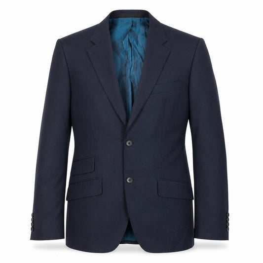 Front view of Autograph men’s blue polyester jacket suit jacket, size 36, regular