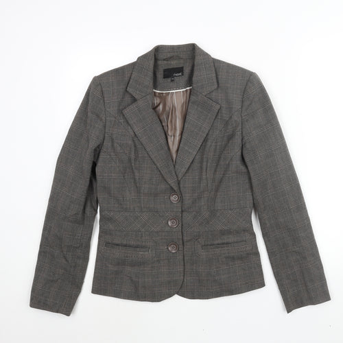 NEXT Womens Grey Check Polyester Jacket Suit Jacket Size 10