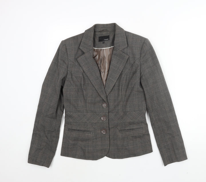 NEXT Womens Grey Check Polyester Jacket Suit Jacket Size 10