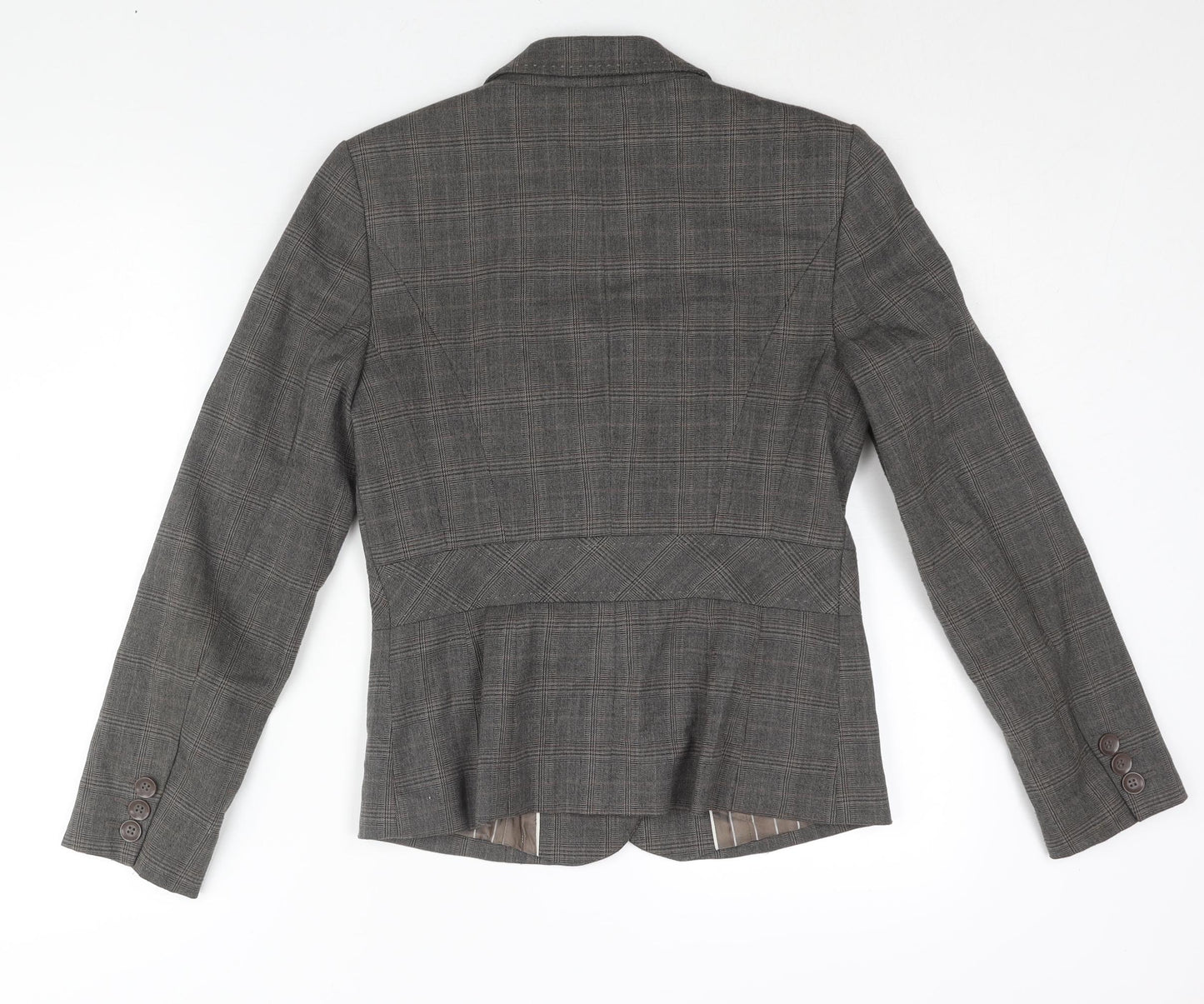 NEXT Womens Grey Check Polyester Jacket Suit Jacket Size 10