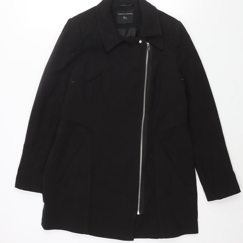 Dororthy Perkins Womens Black Overcoat Coat Size 12 Zip