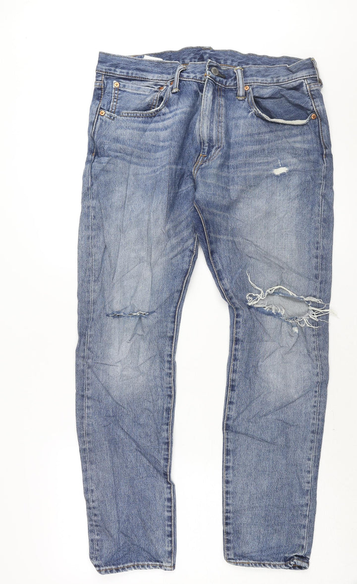 Levi's Mens Blue Cotton Straight Jeans Size 34 in L32 in Regular Zip