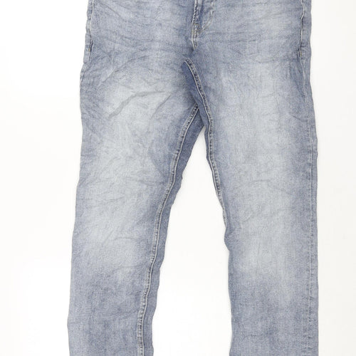 George Mens Blue Cotton Straight Jeans Size 32 in L32 in Regular Zip