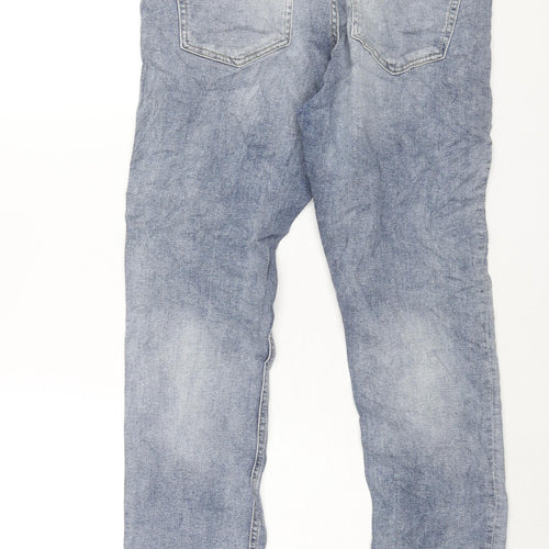 George Mens Blue Cotton Straight Jeans Size 32 in L32 in Regular Zip