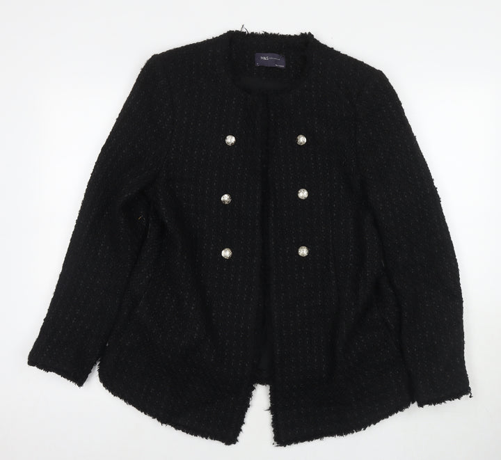 Marks and Spencer Womens Black Jacket Size 14 Hook & Eye