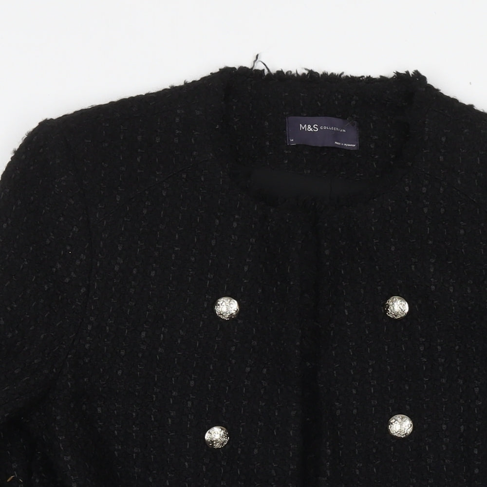 Marks and Spencer Womens Black Jacket Size 14 Hook & Eye