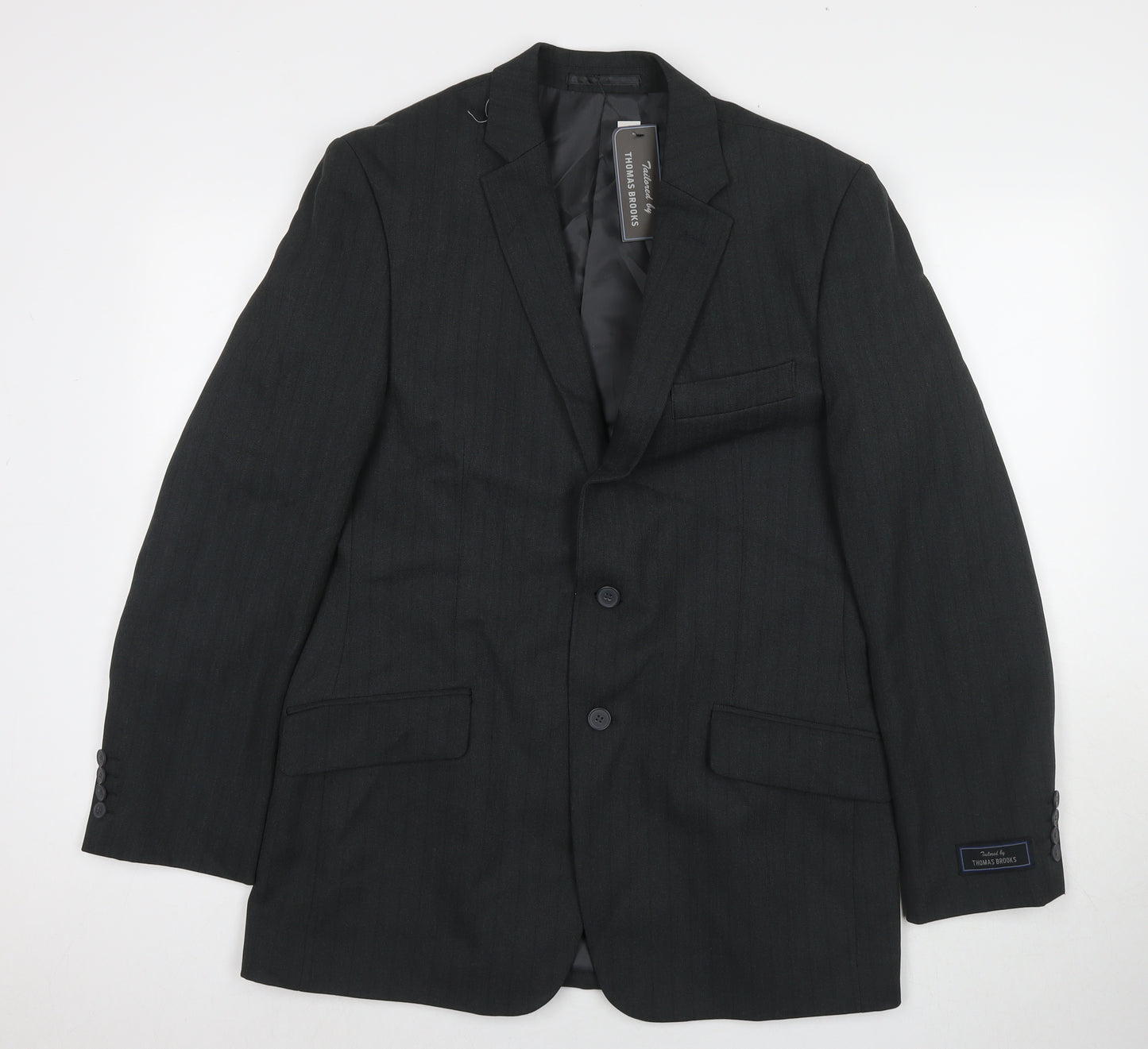 Thomas Brooks Mens Grey Polyester Jacket Suit Jacket Size 40 Regular