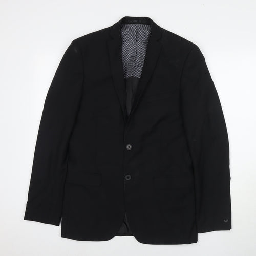 Red Herring Mens Black Polyester Jacket Suit Jacket Size 38 Regular