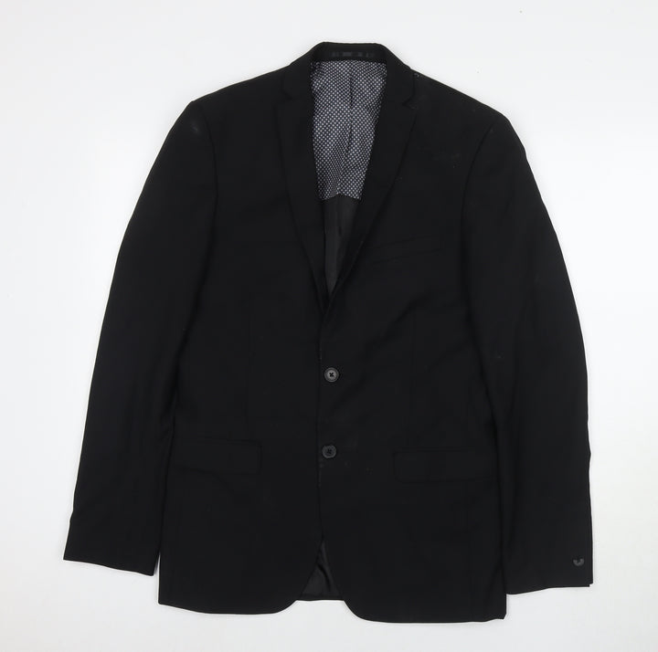 Red Herring Mens Black Polyester Jacket Suit Jacket Size 38 Regular