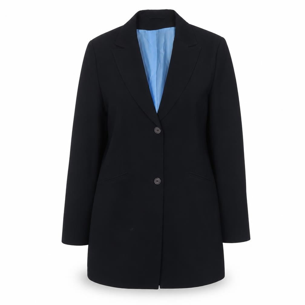 Front view of Dorothy Perkins women’s black jacket blazer, size UK 12, button