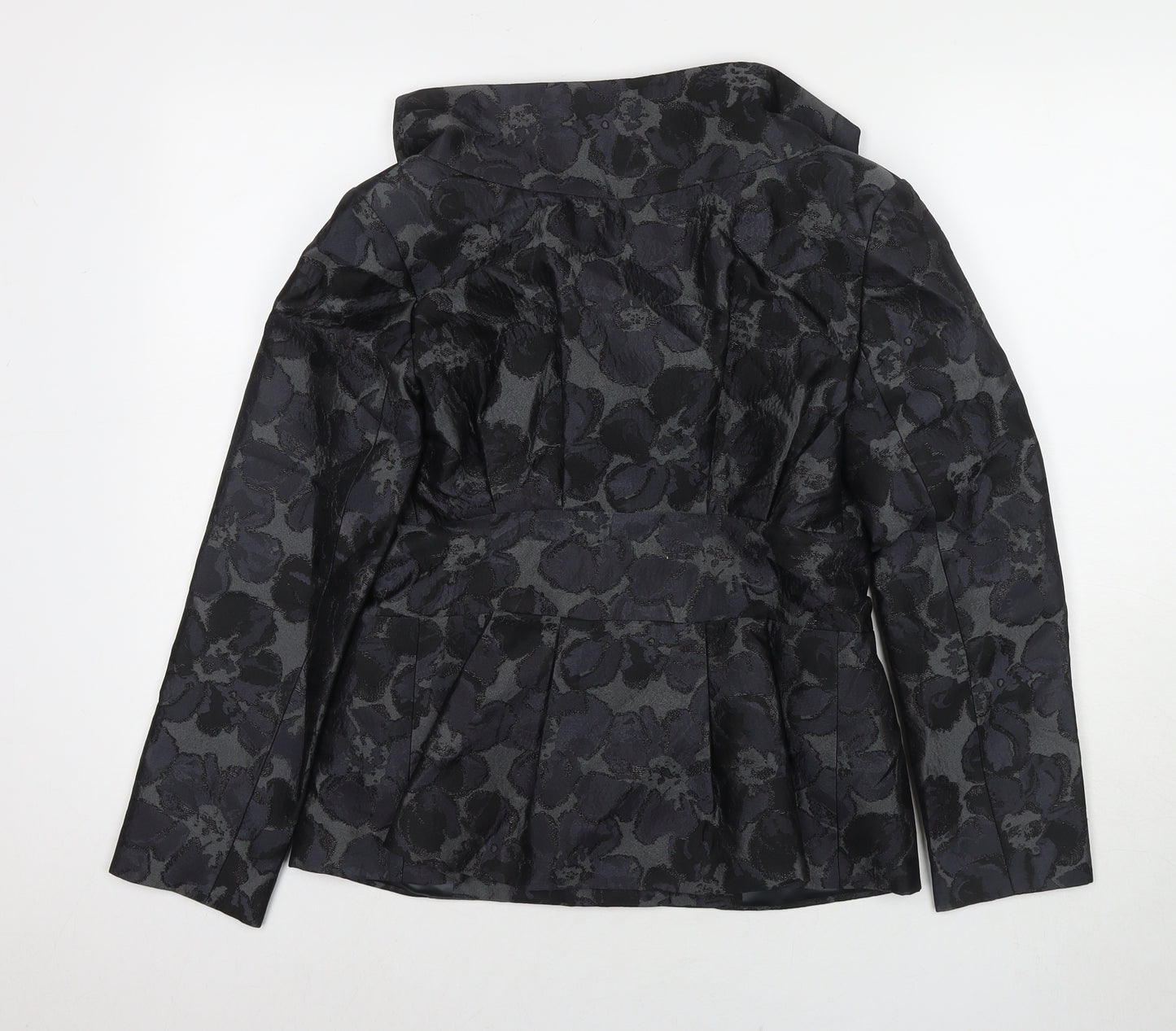 Ann Louise Rosewald Womens Black Floral Jacket Blazer Size 10 Button