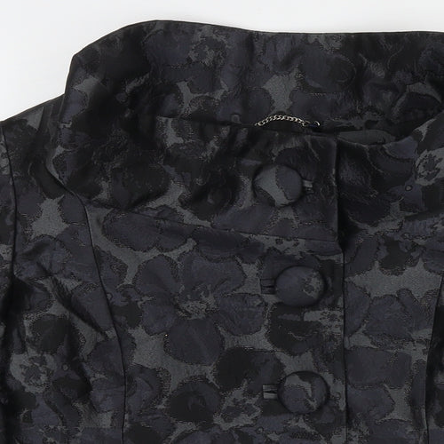 Ann Louise Rosewald Womens Black Floral Jacket Blazer Size 10 Button