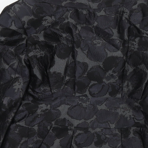 Ann Louise Rosewald Womens Black Floral Jacket Blazer Size 10 Button
