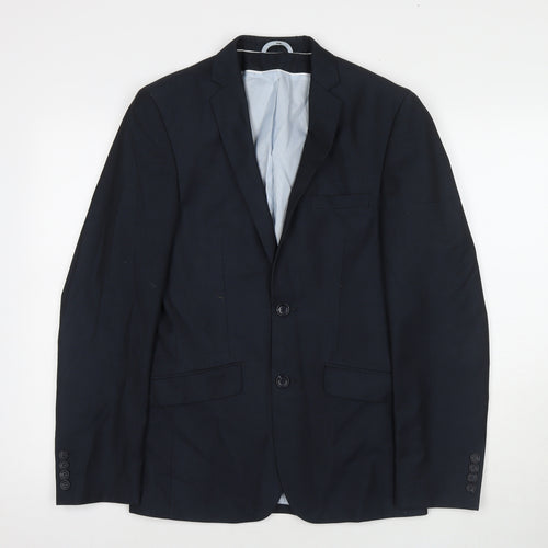 Burton Mens Blue Polyester Jacket Suit Jacket Size 36 Regular