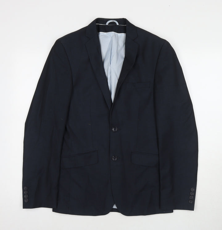 Burton Mens Blue Polyester Jacket Suit Jacket Size 36 Regular