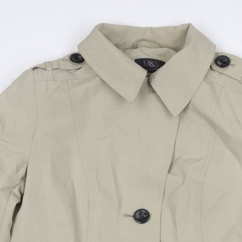 Marks and Spencer Womens Beige Trench Coat Jacket Size 12 Button