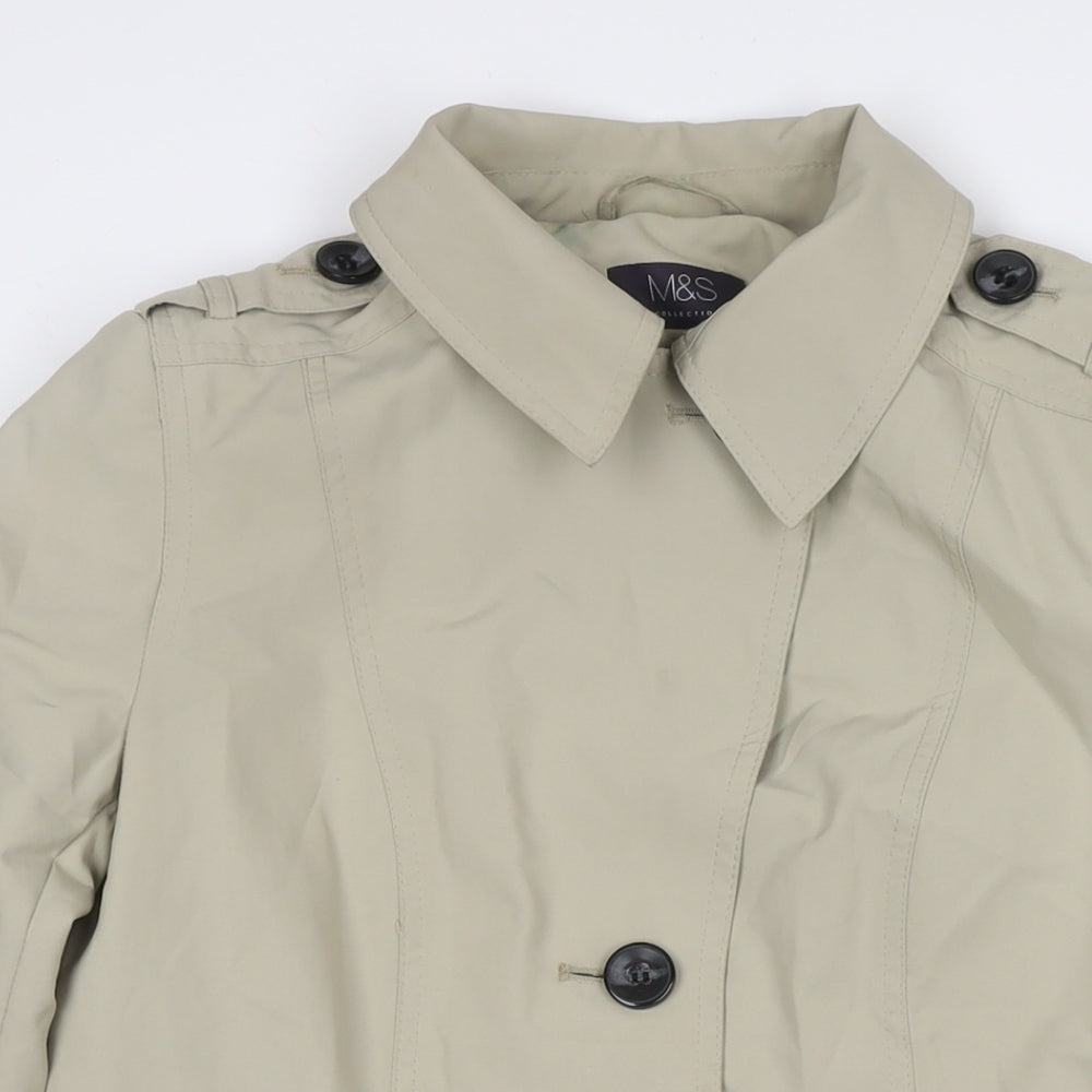 Marks and Spencer Womens Beige Trench Coat Jacket Size 12 Button